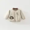 Roupas Acolchoadas de Algodão para Crianças Bebês com Estampa de Xadrez e Cachorrinho Roupas de Outono Inverno para Recém-nascidos Jaqueta de Algodão Roupa Externa para Bebês de 0 a 2 Anos Jaqueta de Algodão para Meninos Bebês Engrossada