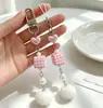 Colgante de Cadena para Teléfono Estilo Ins Japonés y Coreano Original, Llavero de Bola de Pelo Lindo, Cadena Colgante de Nube con Cuentas en Forma de Corazón