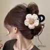 Pinza de garra con lazo de estampado de leopardo marrón para mujer, pinza de tiburón estilo Maillard para recogidos, accesorio para el cabello de otoño e invierno
