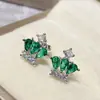Versa Novos Pequenos e Exquisitos Elegantes Brincos de Coroa Azul Tansan Banhados a Ouro Brilho Esmeralda Seiko Brincos de Luxo Leve