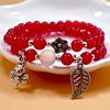 Pulsera sencilla de estilo coreano con colgante de hoja de abeja, pulsera de moda original de calcedonia hecha a mano con cuentas para mujer