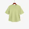 Suéter de punto para mujer talla grande, cuello semialto, manga media, otoño 2026, corte holgado, camiseta básica de cinco mangas para mujer talla grande 23709
