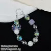 Ins Pulsera Cuadrada de Cristal Blanco Transparente con Lazo Cadena para Teléfono Móvil Llavero Funda de Teléfono Móvil Correa de Mano Portátil Nuevo