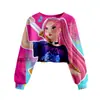 Huntrx Patrón Impreso en 3D Nuevo Estilo Transfronterizo Niñas Sudadera Corta Casual de Cuello Redondo