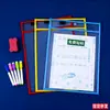 Bolsa de Dibujo para Calcar de Educación Temprana Infantil en Stock, Bolsa de Archivo de Mascota Colgante Borrable, Bolsa Transparente Cosida A4 para Pizarra Blanca
