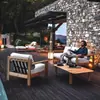 Sofá de Troncos para Exteriores Muebles de Exterior de Mimbre Combinación de Mesa de Café Ocio Jardín Balcón Ensamblaje de Caja y Espiga Patio Silla de Mimbre de Teca