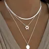 Popular collar de doble capa con cadena de hueso de serpiente de Shein para mujer, gargantilla de hueso de serpiente de nicho vintage de lujo ligero de alta gama europea y americana
