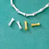 Plata S925 Brillante Plata Fina Chapada en Oro Textura de Tubo de Bambú Tubo de Plata Cuentas Espaciadoras Cuentas Sueltas Accesorios de Plata Pura