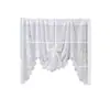 Cortina de Café Blanca Francesa Clásica Fresca de Tres Flores Cortina Parasol Encaje Ventana Abuhardillada Cortina Corta Divisor de Entrada Cortina Decorativa