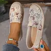 Sapatos de pescador trançados florais para o trajeto e passeios, sapatos de pescador de lona slip-on para versatilidade do dia a dia