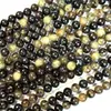 Cor mista Preto Amarelo Imperador Pedra Real 4-10mm Contas Redondas Brilhantes Contas de Jaspe Impressão