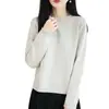 Suéter casual de algodón puro para mujer, estilo nuevo de otoño e invierno, cuello redondo, tejido suelto, manga larga, suave, versátil, top adelgazante