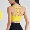 Top de yoga transfronteiriço com design de costas cruzadas, sutiã esportivo à prova de choque e com suporte, top fitness