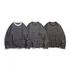 Roupas Vintage Yidao 2026 Outono Novo Estilo Americano Color Block Listrado Camiseta de Manga Longa para Homens, Camisa Básica Versátil Casual