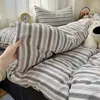 Conjunto de quatro peças 100% algodão, ultrassuave, algodão lavado, gaze franzida, capa de edredom individual, lençol de cama, conjunto de cama de três peças para dormitório estudantil, atacado