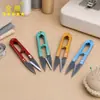Tijeras de Resorte de Hilo de Color con Mango Dorado Tallado en Forma de U, Tijeras para Hilo de Coser, Tijeras para Punto de Cruz, Tijeras para Manualidades DIY, Tijeras para Cortar Tela, Tijeras de Hogar