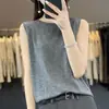 Camiseta base casual de punto fino de lana para primavera-verano, nuevo top de punto sin mangas, camiseta sin mangas premium para mujer