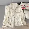 Pijama de Algodón Nube para Mujer Otoño Dibujos Animados Pantalones de Manga Larga Estilo Japonés Lindo Cárdigan Ropa de Casa Primavera y Otoño Venta al por Mayor Transfronteriza