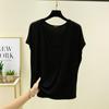 Camiseta de manga corta con cuello en V y modal de verano 2024 para mujer, chaleco holgado de talla grande, camiseta informal de color sólido sin mangas fina