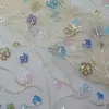 Tela Bordada con Lentejuelas Geométricas de Rombo y Malla de 3 mm en Stock del Fabricante para Vestidos, Qipao y Disfraces de Escenario
