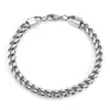 Pulseira Reversível Tendência em Aço Titânio 5mm Aço Inoxidável Trançado Quadrado Round Polido Linha Única Pulseira Cubana Vintage