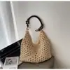 Bolsa Grande de Palha Trançada para Mulheres 2026 Nova Bolsa de Praia para Férias de Verão na Beira-Mar Moda Bolsa de Ombro Tote Trançada
