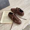 Tênis de Treino Alemão Retro Marrom de Couro Genuíno para Mulheres 2026 Novo Versátil com Cadarço Color-Blocking Tênis Casual Sapatos Forrest Gump Tênis