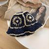 Sombrero de Pescador Tejido con Flores para Mujer Verano Hueco Estilo Japonés que Muestra la Cara Sombrero Cubo Pequeño Transpirable Sombrero Estilo Hyon ins