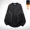 Moletom masculino para outono e inverno, gola redonda, forrado com fleece, pulôver, manga longa, caimento solto, casual, peça versátil para homens