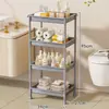 Estante de Almacenamiento para Huecos de Baño, Estante de Almacenamiento Multicapa, Estante de Almacenamiento Lateral para Tocador de Baño de Pie, Estante Organizador para el Hogar