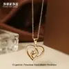Accesorios de Colgante de Collar de Amor en Forma de Corazón de Acero de Titanio para Mujer, Apilable, Estilo de Alta Gama Otoño e Invierno, Cadena para Clavícula de Acero Inoxidable Incrustada con Circonita