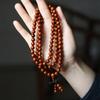 Collar de sándalo rojo lobular natural cuentas de canto 108 estilo étnico antiguo masculino y femenino placa joyería de juego literario