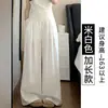 Dobladillo interior - dos largos de pantalón disponiblesPantalones de traje de seda de hielo blancos para mujer, pantalones casuales de verano finos de pierna ancha con una caída fluida