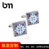 Botões de punho quadrados com flor de fábrica pintura metálica não desbota cufflinks de camisa francesa masculinos Joker