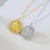 Collar de plata de ley S925 con el dios de la riqueza amarillo, colgante de diamantes con método antiguo para mujer, cadena de lana de estilo chino de moda nacional para mujer.