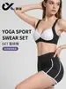 Conjunto de Yoga Color Block Transfronteiriço para Mulheres, Lindo Design nas Costas, Top Esportivo de Yoga à Prova de Impacto, Shorts de Yoga de Cintura Alta, Levanta Bumbum