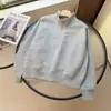 Sudadera de media cremallera para pareja de otoño para hombre y mujer, corte relajado, holgada, cuello alto, sin capucha, top casual 491119
