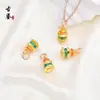 Cobre bañado en oro estilo antiguo esmalte torre de los deseos torre de Buda colgante pulsera collar torre de Bodhi accesorio colgante decoración DIY