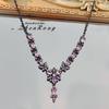 Collar de lujo con diseño de mariposa y diamantes en polvo de rombos, ligero y de alta calidad, con cadena con lazo de oro negro y cristales de rombos de diamantes para mujer.