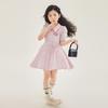 Vestido para Meninas 2026 Novo Verão Estiloso Fashion Rosa Princesa Doce Manga Curta Vestido Camisa Tendência