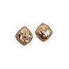 Ondas cintilantes~Brincos quadrados geométricos com padrão de diamante design de nicho sensação de alta qualidade brincos dourado-café estilo novo 2026