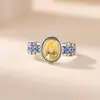 Anillo de Plata S925 Esterlina Yilu Amatista Citrino Corte Oval Ruyi Esmalte Hueco Plata Venta al por Mayor