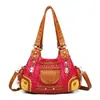 Bolso de Piel Lavada para Mujer 2026 Nuevo Modelo Bolso de Mujer Comercio Exterior Retro Piel Suave Bolso Tote Múltiples Bolsillos Gran Capacidad Bolso Cruzado