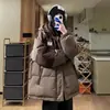 Chaqueta de Algodón con Capucha de Empalme Retro Americana para Hombres y Mujeres, Abrigo de Algodón Grueso Cálido de Invierno para Parejas, Envío Directo de Una Pieza