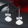 Pendientes de metal con forma de concha estilo coreano, joyería geométrica simple, pendientes para chica fresca S925, pendientes de temperamento de nicho, en stock
