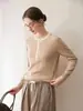 Suéter de Cachemira de Lujo Ligero con Cuello Semiabierto para Mujer, Cuello Redondo, Bloque de Color, Falso Dos Piezas, Abotonado, Tejido, Rejuvenecedor, Cálido, Suéter, Capa Base