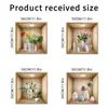 Simulación de Papel Tapiz Transfronterizo 3D Planta Verde en Maceta Pegatinas de Pared Decoración de Pared Estilo Nórdico Jarrón Marrón Tríptico Pintura Decorativa
