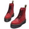 Botas de Motocicleta de 8 Ojales con Suela Gruesa de Primera Capa Transfronterizas para Mujer 1460 Cierre Lateral Rojo Crazy Horse Botines de Cuero Genuino Suela de Plataforma Ropa de Trabajo