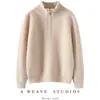 Suéter de cachemira de otoño e invierno con media cremallera y cuello alto, diseño de punto acanalado, adecuado tanto para niños como para niñas, un cálido top de capa base