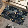Alfombra de Piso de Franela Impresa Moderna con Textura Fluida de Ágata Chapada en Oro de Tono Azul de Lujo Ligero Transfronteriza Decoración de Alfombra para el Hogar